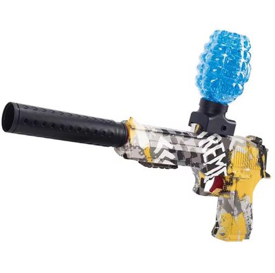 Дитячий іграшковий Пістолет Орбіган стріляє орбізами та патронами на акумуляторі Жовтий 34208 фото