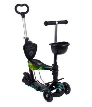 Трехколесный самокат со светящимися колесами и родительской ручкой 5 в 1 Best Scooter Черный Вид 2 25887 фото