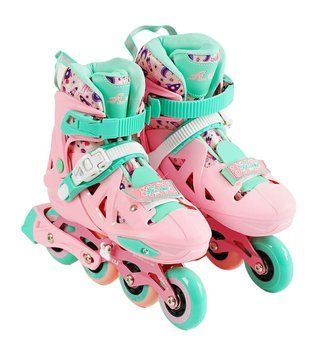 Ролики детские PU колеса с подсветкой Skates размер 34 - 37 Розовый 32887 фото