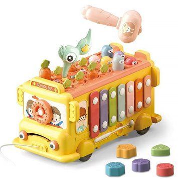 Развивающая игрушка с ксилофоном и играми Школьный автобус Желтый 35609 фото