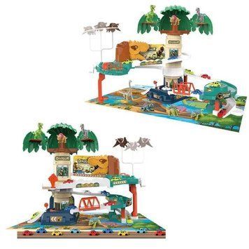 Детский трек для машинок с автоматическим подъемником и подсветкой Dinosaur Amusement Park 6 машинок 33646 фото
