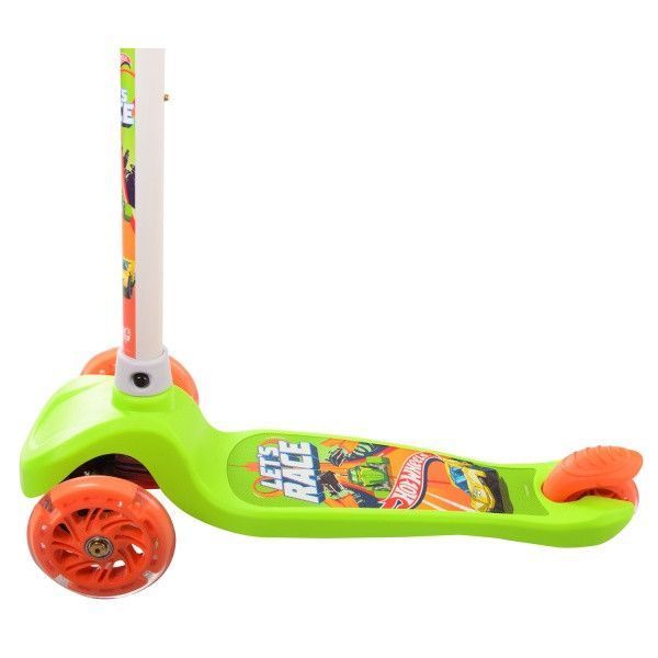 Трехколесный самокат со светящимися колесами Hot Wheels Зеленый 28662 фото