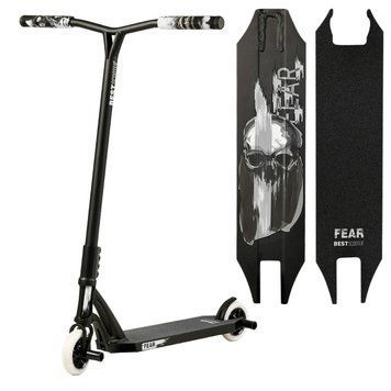 Самокат трюковый двухколесный с алюминиевыми пегами Best Scooter FEAR Черный с белым 26061 фото