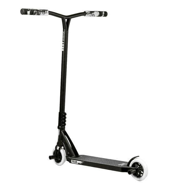 Самокат трюковый двухколесный с алюминиевыми пегами Best Scooter FEAR Черный с белым 26061 фото