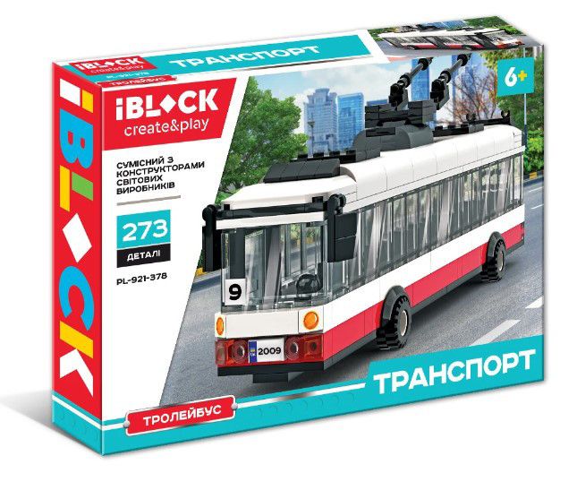 Конструктор Троллейбус IBLOCK Транспорт 273 детали (PL-921-378) 28583 фото