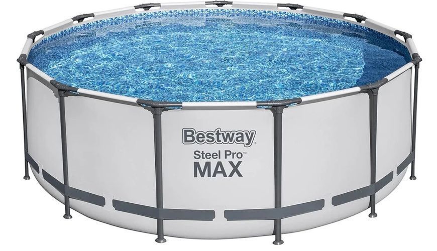 Каркасный бассейн бествей Bestway Steel Pro MAX с фильтр-насосом лестницей и тентом 396 х 122 см Объем 12690 л 41072 фото