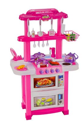 Дитячий ігровий набір для дівчинки Кухня з водою двостороння 33 предмети Рожевий 29162 фото