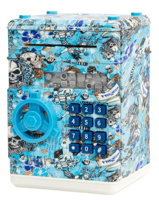Дитячий іграшковий електронний сейф, скарбничка з кодовим замком Блакитний 33023 фото