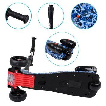 Складной трехколесный Самокат Best Scooter MAXI с турбиной дымом и музыкой Синий Вид 1 22185 фото