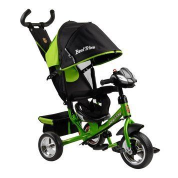 Триколісний велосипед з батьківською ручкою від 18 місяців Best Trike Чорний з зеленим 22282 фото