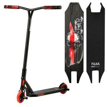 Самокат трюковый двухколесный с алюминиевыми пегами Best Scooter FEAR Черный с красным 26063 фото
