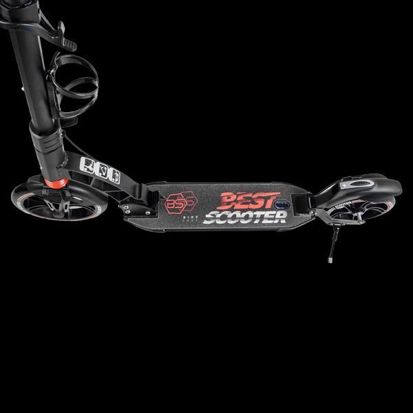 Складной самокат двухколесный с ручным тормозом и амортизатором Best Scooter Черный 26100 фото