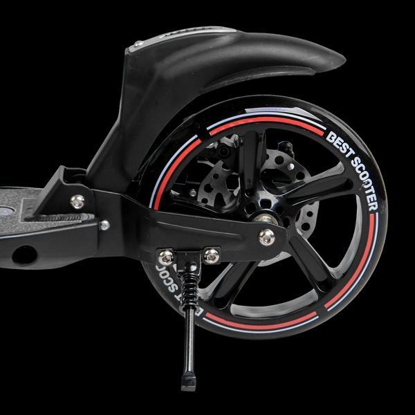 Складной самокат двухколесный с ручным тормозом и амортизатором Best Scooter Черный 26100 фото