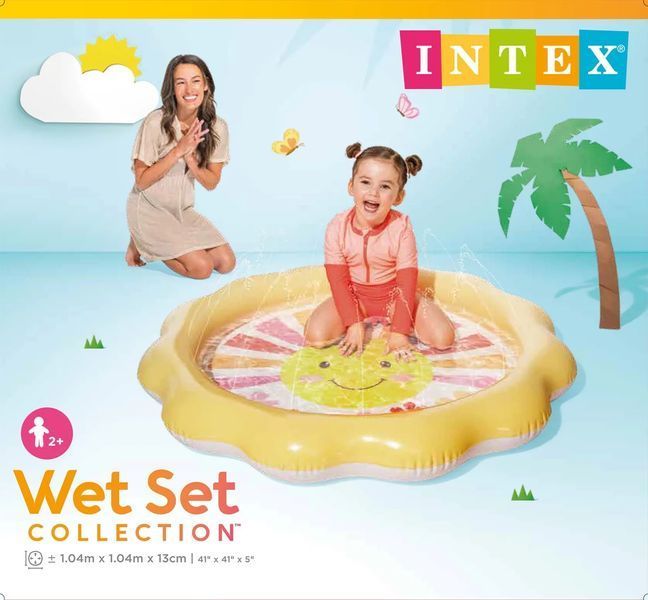 Intex Бассейн Интекс надувной детский с распылителем воды Солнечные лучи 104х104х13 см Объем 59 л 43058 фото
