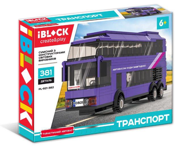 Конструктор Туристичний автобус IBLOCK транспорт 381 деталь (PL-921-382) 28590 фото