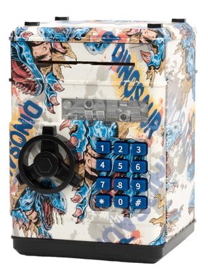 Дитячий іграшковий електронний сейф, скарбничка з кодовим замком Динозавр Синій 33025 фото
