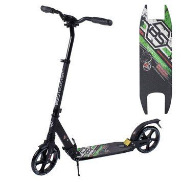 Двоколісний дитячий самокат для хлопчика з амортизаторами Best Scooter Чорний із зеленим 26883 фото