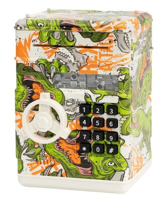 Дитячий іграшковий електронний сейф скарбничка з кодовим замком Динозавр Зелений 33026 фото