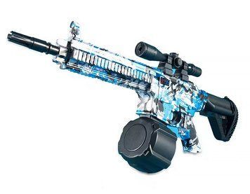 Электрический водяной автомат на аккумуляторе M 416 Water Gun Graffiti Синий 35223 фото