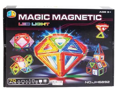 Магнітний конструктор Magic Magnetic Led Light 70 деталей 29315 фото