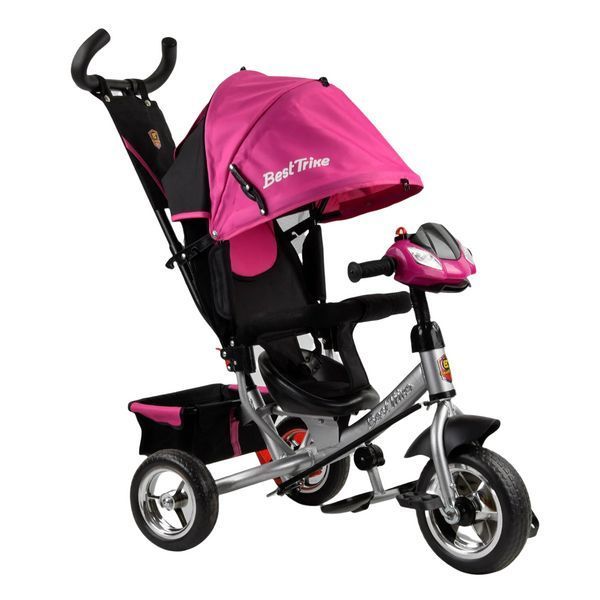 Трехколесный велосипед с родительской ручкой от 18 месяцев Best Trike Светло-Розовый с черным 22285 фото