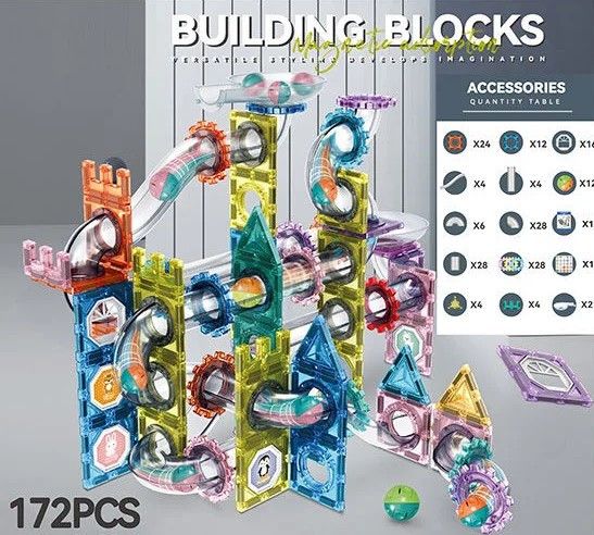 Детский магнитный конструктор Building Blocks Лабиринт с шариками 172 детали 35174 фото