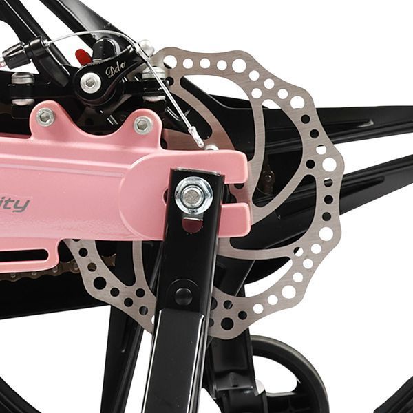 Детский велосипед 18 дюймов 5-8 лет с дополнительными колесами Corso Monti Розовый с бирюзовым 43011 фото