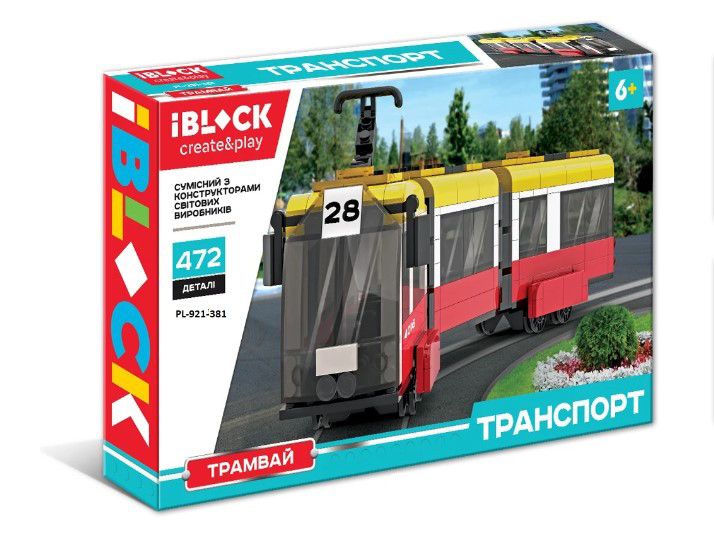 Конструктор Трамвай IBLOCK Транспорт 472 деталі (PL-921-381) 28609 фото