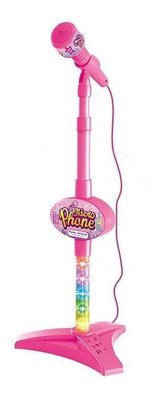 Караоке-мікрофон для дітей на стійці з підсвіткою Рожевий 32622 фото