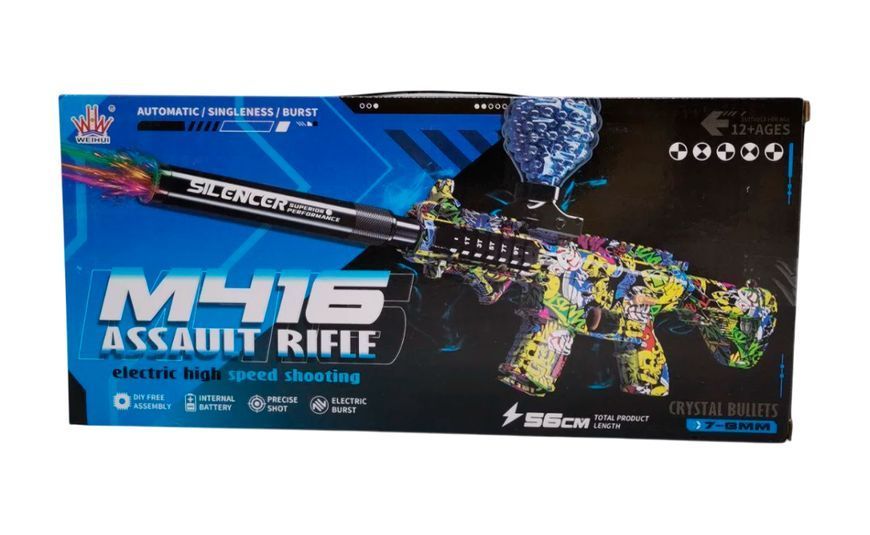 Детский игрушечный автомат на аккумуляторе M 416 Орбиган стреляет орбизами Серый с зеленым 40292 фото