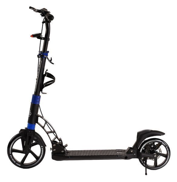 Складной самокат двухколесный с большими колесами и ручным тормозом Best Scooter Черный Вид 1 26128 фото