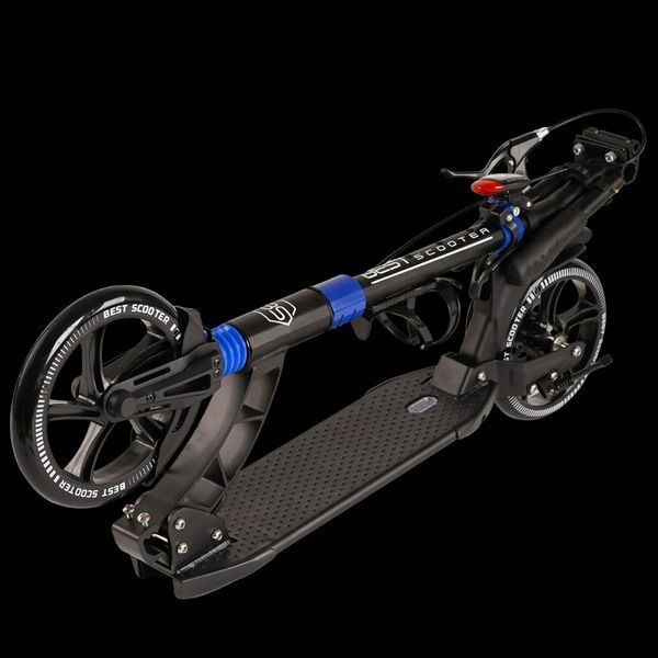 Складной самокат двухколесный с большими колесами и ручным тормозом Best Scooter Черный Вид 1 26128 фото