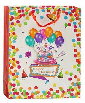 Большой подарочный пакет День рождения Happy birthday 31&nbsp;х 12&nbsp;х 40 см Красный 40544 фото
