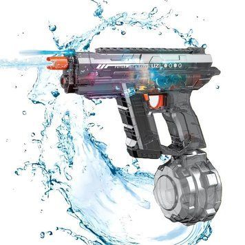 Игрушечный водный автомат на аккумуляторе 2 режима работы с подсветкой UZI Water gun Черный 40894 фото