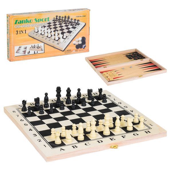 Игровой набор деревянный 3в1 Шахматы Шашки Нарды 39 х 39 см 35227 фото