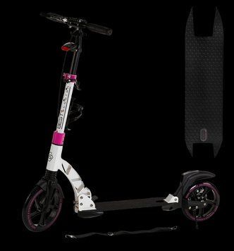 Складной самокат двухколесный с большими колесами и ручным тормозом Best Scooter Черный с розовый 26130 фото