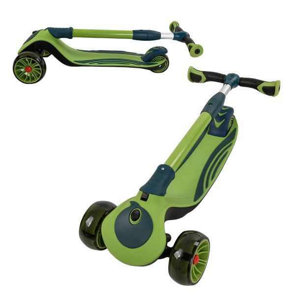 Складной трехколесный самокат Best Scooter с подсветкой колес Зеленый 22194 фото
