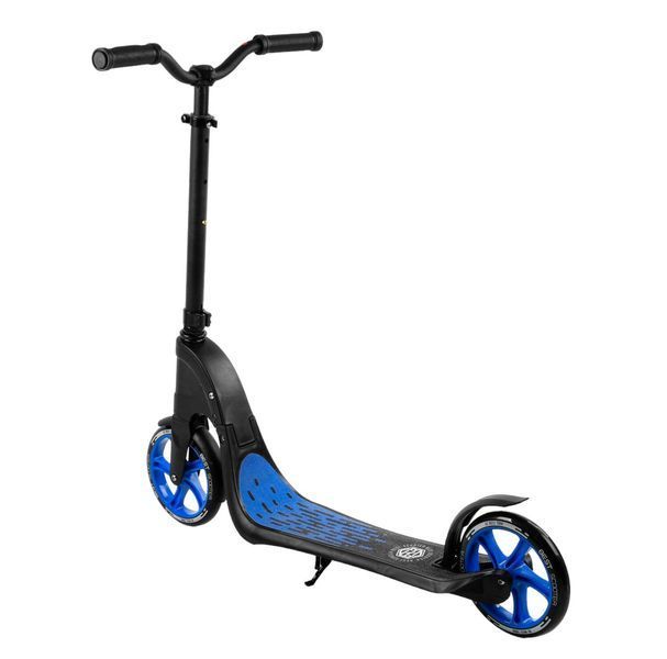 Складной самокат двухколесный с большими колесами и подножой Best Scooter Синий 25980 фото