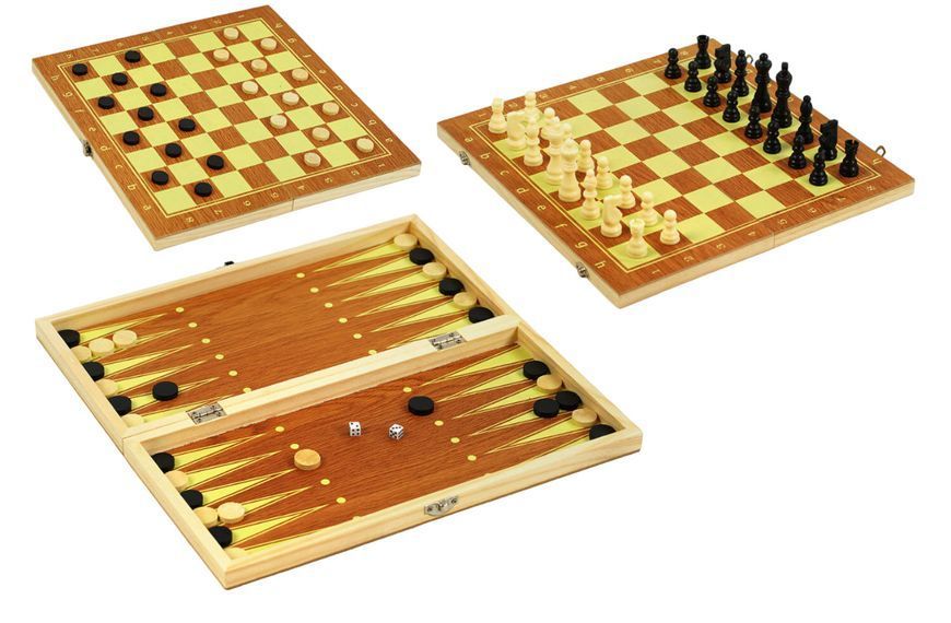 Игровой набор деревянный 3в1 Шахматы Шашки Нарды 29 х 29 см 35228 фото