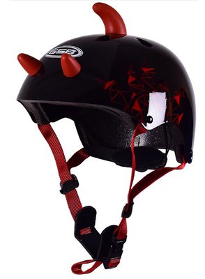 Захисний шолом дитячий із рогами GSB Чорний з червоним 30414 фото