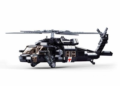 Конструктор військовий вертоліт Чорний яструб SLUBAN Black Hawk 692 деталі 29546 фото