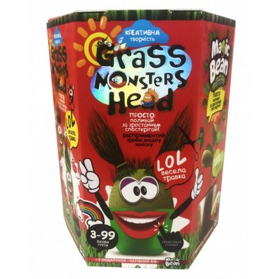 Набір для творчості вирощування рослин "Grass monsters head" Danko Toys Червоний 23880 фото