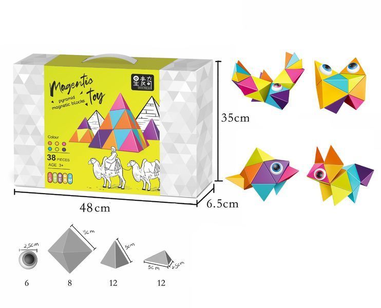 Магнитный конструктор для детей Pyramid Magnetic Block 38 деталей 39924 фото