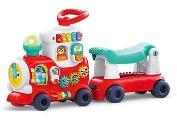 Каталка Толокар Паровоз 4 в 1 световые звуковые эффекты Игровая панель Hola Toys 31633 фото