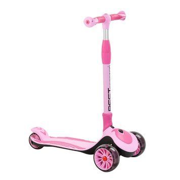 Складной трехколесный самокат Best Scooter с подсветкой колес Розовый 22195 фото