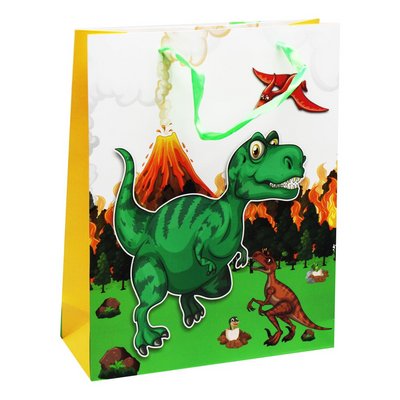 Подарунковий пакет Динозаври Зелений 32 x 26 21073 фото