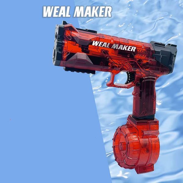 Водний пістолет електричний на акумуляторі з прозорим корпусом Water Gun Червоний 40597 фото
