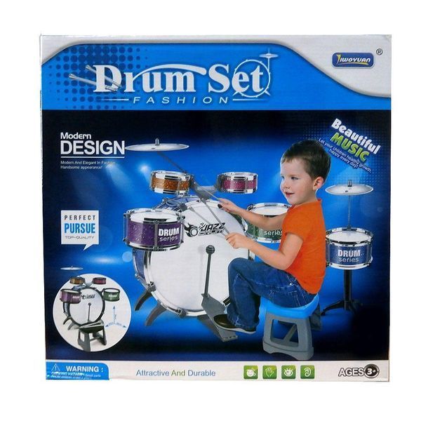 Детская Барабанная установка со стульчиком Барабан с педалью Drum Set 41746 фото