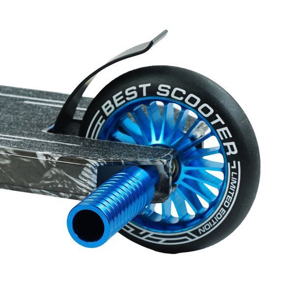 Трюковый самокат с принтом Best Scooter Черный с синим Вид 2 26013 фото