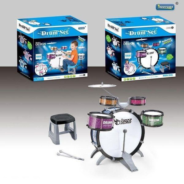 Детская Барабанная установка со стульчиком Барабан с педалью Drum Set 41746 фото